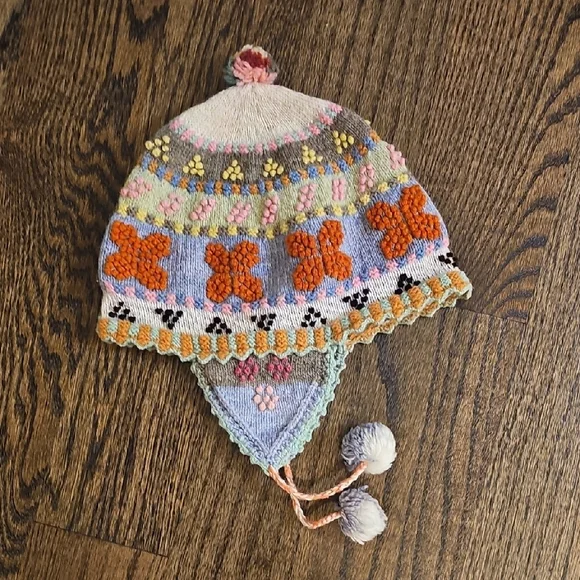 Colorful Knit Kids Beanie with Pom-Poms - Picture 2 of 5